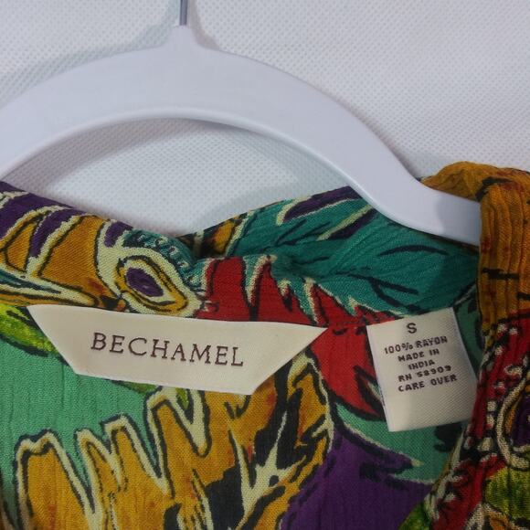 Bechamel Vintage Artsy Bright Tropical Button Up Top Size Small - Picture 6 of 8